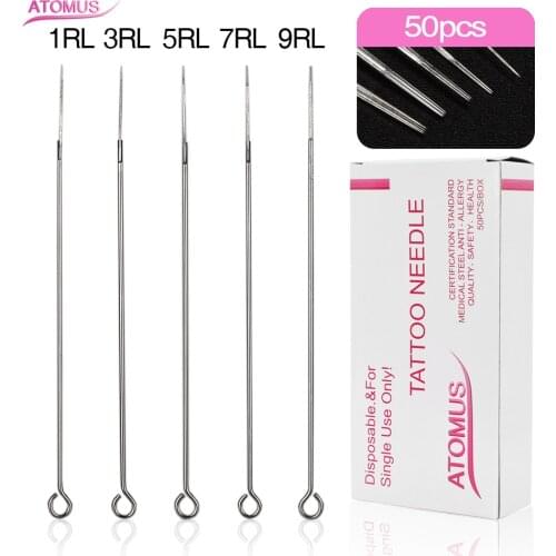 50 Pcs/Box 1/3/5/7/9RL Disposable Stainless Steel Sterile Mixed Tattoo Needles Agujas Microblading Naalden Accessories Supplies
