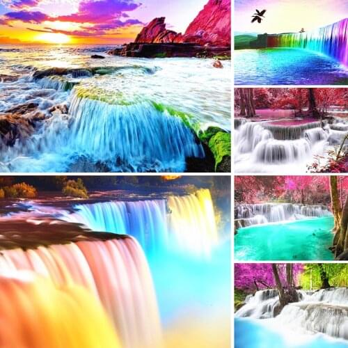 5D DIY Diamond Painting Waterfall Landscape Kits Full Drill Square Embroidery Mosaic Art Picture of Rhinestones Home Decoration