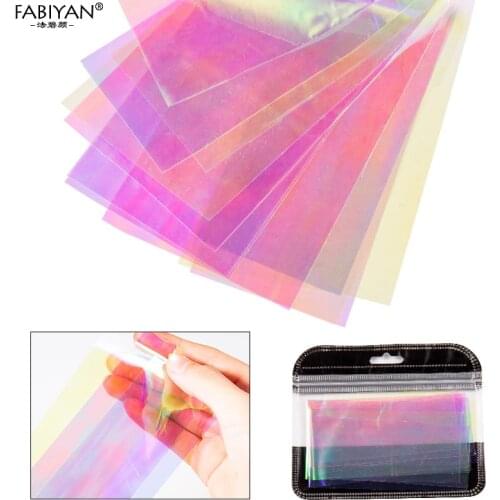 6Pcs/Set 20cm Nail Art Foil Sticker Colorful Broken Glass DIY Decoration Decal Mirror Glitter Paper Manicure Kits Tool