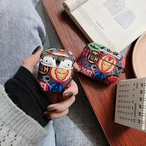 Marvel Superman Iron Man Spiderman IMD Earphone Wireless Protective Case for Apple Airpods 1 2 Protective Case Gift