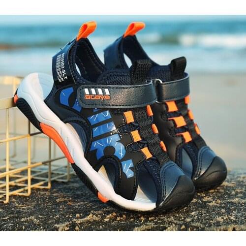 2020 Kids Sandals Summer New Non-slip Beach Shoes Closed Toe Children Casual Shoes Boys Breathable Mesh hollow out Student Shoes