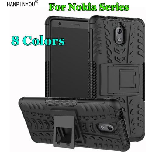 For Nokia 2.4 5.4 3.4 2.1 2.2 2.3 3.2 4.2 6.2 7.1 7.2 Plus Dazzle Shockproof Silicone PC Dual Armor Back Case Stand Holder Cover