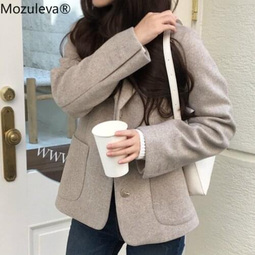 Mozuleva 2020 Elegant Cashmere Outerwear Women Woolen Suit Jacket Autumn Female Winter Chic Single-breasted Women Blazer Tops