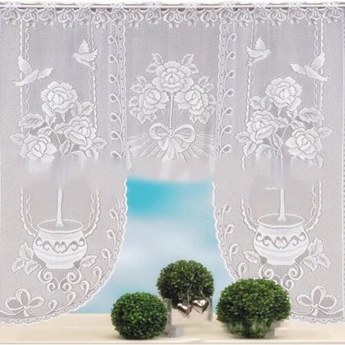 European White Lace Sheer Curtains For Kitchen Valance Window Tulle Curtains Coffee Dividers Curtain Bedroom Roman Blinds