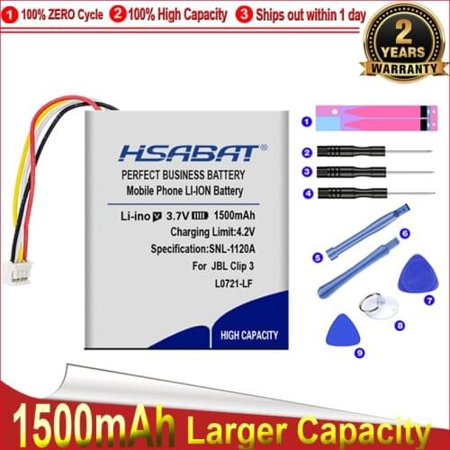 HSABAT 0 Cycle 1500mAh Battery for JBL Clip 3, Clip 3AN, Clip 3SAND High Quality Replacement Accumulator