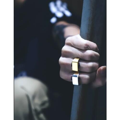 New trendy brand Nordic retro square simple ring personality wild fashion couple tail ring pair ring titanium steel jewelry