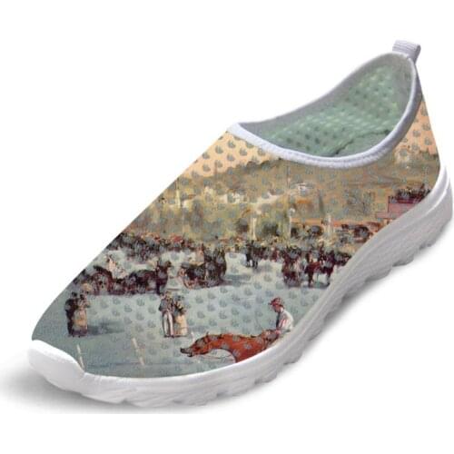 Walking Man Summer Causal Flats Shoes Man Sneakers Mesh Hard-Wearing Shoes Horse and Nature Painting Art Print Man Leisure Shoes