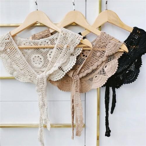 Lace Floral Scarves Decorative Scarf Hollow Out Knitted Scarf Triangle Scarves Cape Shawl Neck Collar Scarf Pashmina Fake Collar