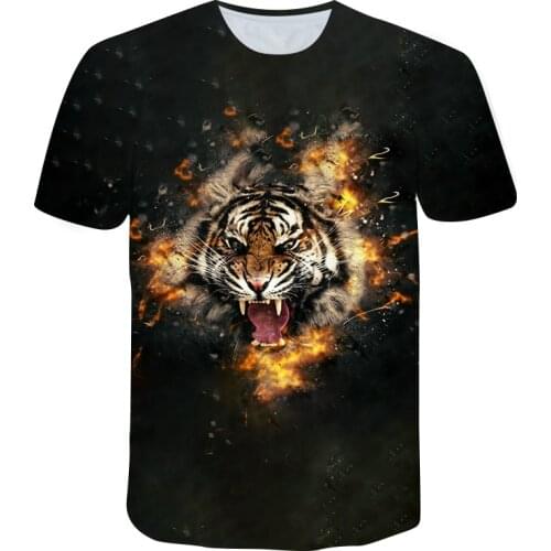 Summer Mens T-shirt Tiger Animal 3D Printing O-neck Short Sleeve Shirt Tops Street Fashion Mens Clothes Shirts