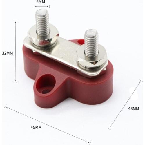 Marine Car Vehicles Double Heavy-Duty Terminal Stud Red (M6) Connections