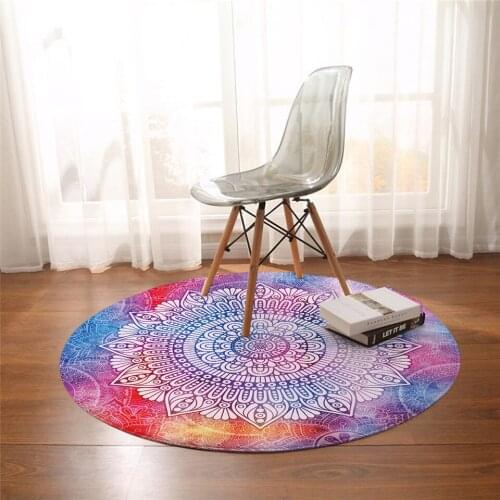 Bohemian Mandala Psychedelic Printing Non-slip Round Rug Floor Mat Bedroom Living Room Home Decoration