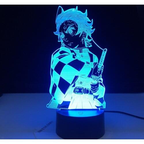Tanjiro Kamado Kimetsu No Yaiba Figure 3d Night Lamp for Child Bedroom Decor Nightlight Kids Led Night Light Demon Slayer Gift