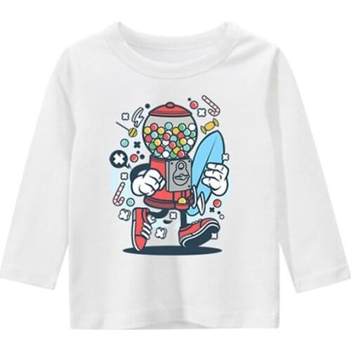 Boys Autumn New Long-Sleeved Cartoon Robot Casual Fashion Childrens Cotton Home Service Clothes 1-8 Years Old