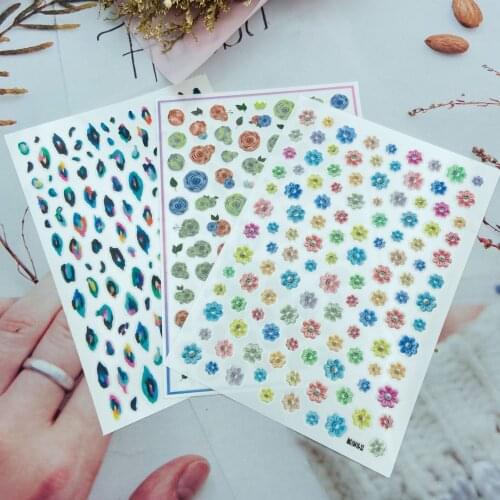 Fashion New Arrival Hot Selling 3d DIY Nail Stickers Back Adhesive Embossment Fingernail Decals Painted Flower Manicure Nail Art