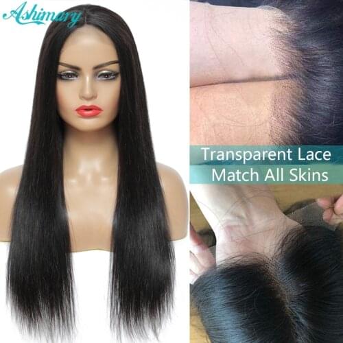 30 Inch Transparent Lace Wig Straight Lace Wig For Women T Part Lace Wig Human Hair Middle Part Lace Wigs 5X5 Lace Wigs