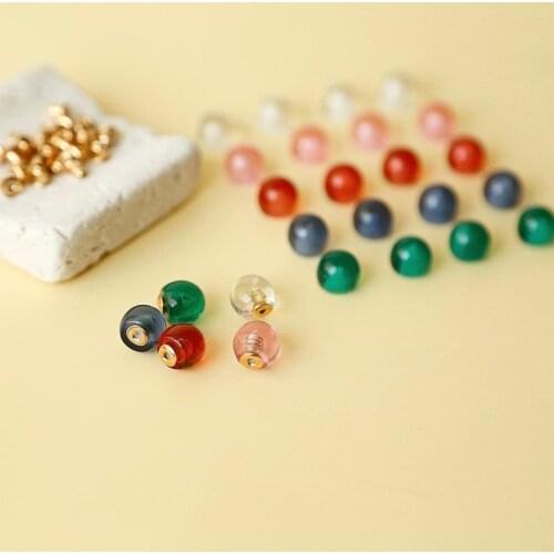 Semi-transparent mini cute resin ear plugs earrings back beads DIY handmade jewelry accessories earrings material