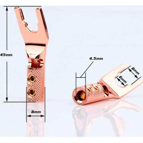 8pcs pure copper Audio Grade Y spade plug for speaker cable connector,loudspeaker cable connector plug ,speaker cable jack
