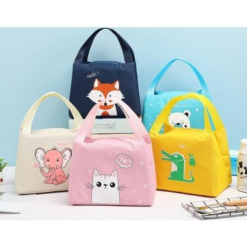 Cartoon Picnic Travel Insulation Package Simple Lunch Bag Oxford/Aluminum Film Portable Cooler Bag Breakfast Food Box Waterproof