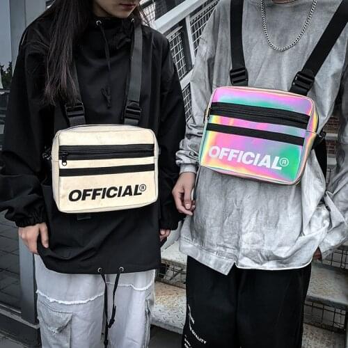 Trendy cool tooling chest bag mens and womens waist bag casual hip-hop street tactical bag reflective colorful vest bag new