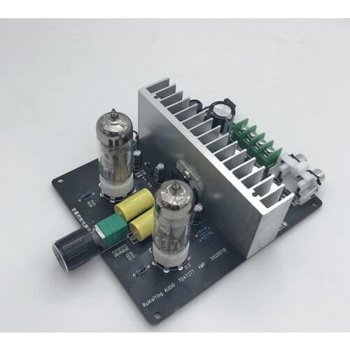 Vacuum tube music pre-stage 6J3 tube + post-stage transistor TDA7377 2.0 audio power amplifier board