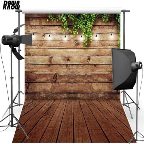 DAWNKNOW Wood Floor Vinyl Photography Background For Kids Light Wall New Fabric Polyester Backdrops for photo studio lv206