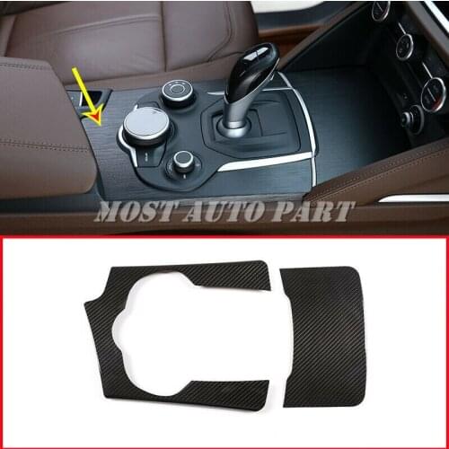Carbon Fiber Interior Gear Box Console Panel Cover For Alfa Romeo Stelvio 2016-2021 2pcs LHD Car Decoration Car Trim