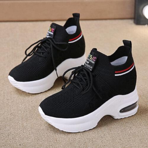 Thick Bottom Height Increasing Insole Womens Shoes 8cm Spring and Summer All-Match Slip-on Lofter Pumps Lightweight Soft Sole