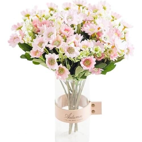 1 Bouquet Fake Plants Maintenance Free Vivid Faux Silk Cloth Wedding Marguerite Bouquet for Indoor