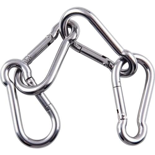 Holds Up to 60kg (Max) M6 Carabiner Heavy Duty Snap Hook 304 Steel Spring Clip Keychain for Outdoor fishing hiking Camping 1PC
