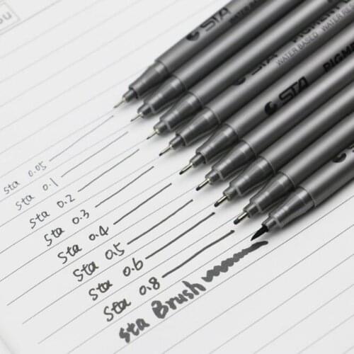 1PC STA Brush Sketch Marker Art Book Marker Pen Various Sizes Pigment Lined Water-Based Drawing Handwritten Letters Stationery