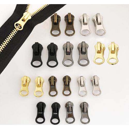 Meetee 10/20pcs 5# Zipper Slider for Metal Zippers Head Puller DIY Bag Jacket Zip Head Slider Clothes Zips Puller Repair Fitting