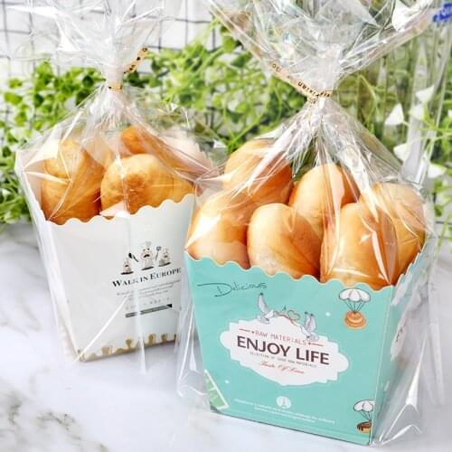 100PCS Plastic Bread Packaging Bag Bakery Shop Bread Bags Home Baking Takeaway Bags Cookies Food Snacks Candy Paper Box