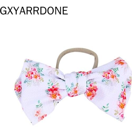 20pc Wholesale Turban Baby Girls Waffles Hair Bows Headband Floral Texture Nylon Headband Kids Newborn Headwrap Hair Accessories