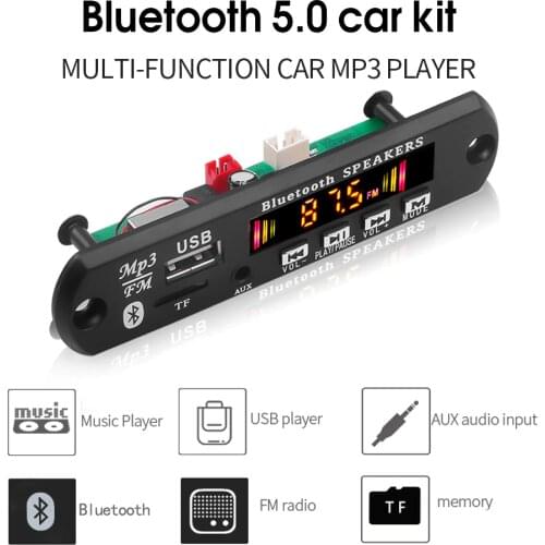 5V 12V Car MP3 WMA Decoder Board Bluetooth5.0 MP3 Player Audio USB TF FM Radio Module Wireless Remote Control For Car