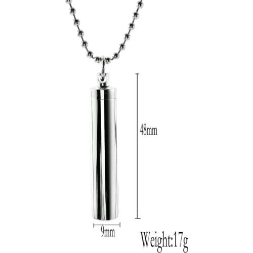 9 * 48mm stainless steel perfume bottle necklace Pendant Titanium can be opened pendant