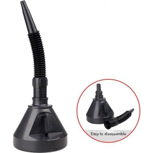 Black Oil Funnel with Filter Mesh for Engine, Fluids, Gasoline, Liquids, Kerosene Funnel with Flexible Spout Extension