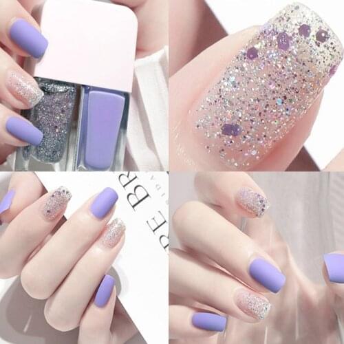 Two-tone nail polish quick-drying and long-lasting non-peelable multi-color nail polish 2 bottle set frosted shiny sequins 6ml