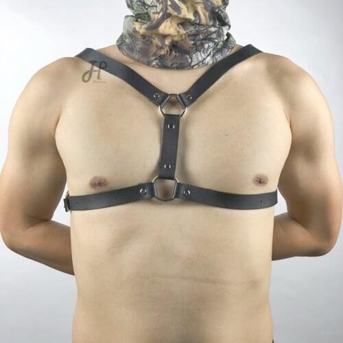 Gay Fetish Leather Sex Men Harness Clothes for BDSM Rave Punk Lingerie Bondage Costumes for Sissy Adjustable Leather Tops Belts