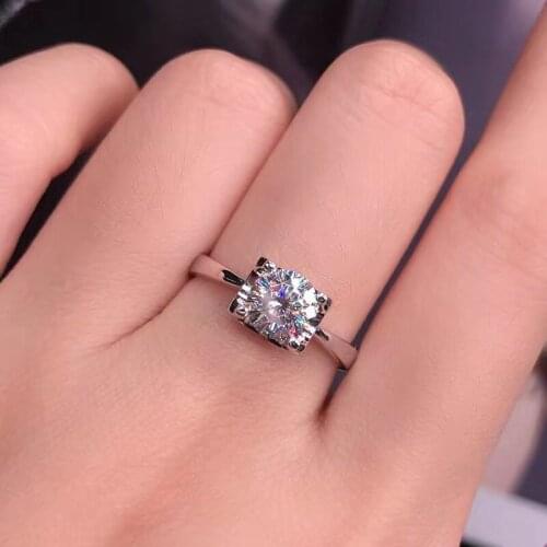 Moissanite ring with certificate D Color VVS1 Excellent Cut Women Engagement Gift Lab Diamond Real 925 Solid Silver