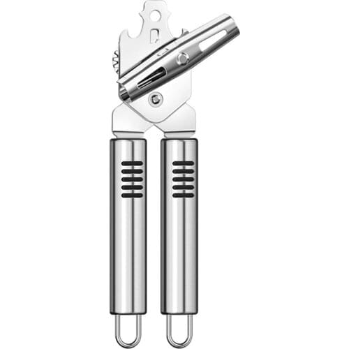 Can Opener, Kitchen Stainless Steel Heavy Duty Can Opener Manual Smooth Edge Durable Food Safe Cut Tool 3-In-1 Tin Beer