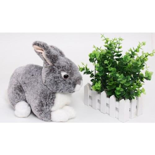 Bunny Hare Rabbit Gray White Simulation Plushy Toy Stuffed Animal Soft Toy Mascot Doll For Children Kids Birthday Christmas Gift