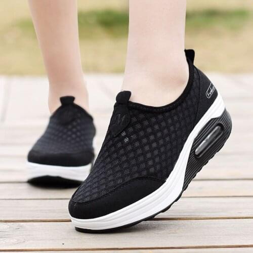 Spring Autumn Casual Women Shoes Air Mesh Woman Flats Shoe Flat Platform Ladies Sneakers Slip On Ladies Wedge Footwear