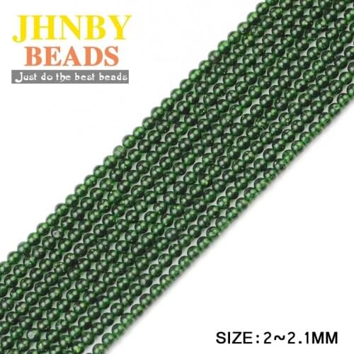 JHNBY AAA Small Green Sand Stone High quality 2mm Round Natural Stone 38cm strand Loose beads for Jewelry bracelet making DIY