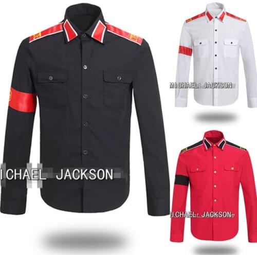 MJ Michael Jackson CTE anti-war armband Embroidery outwear Black Red White Color Imitation Shirt