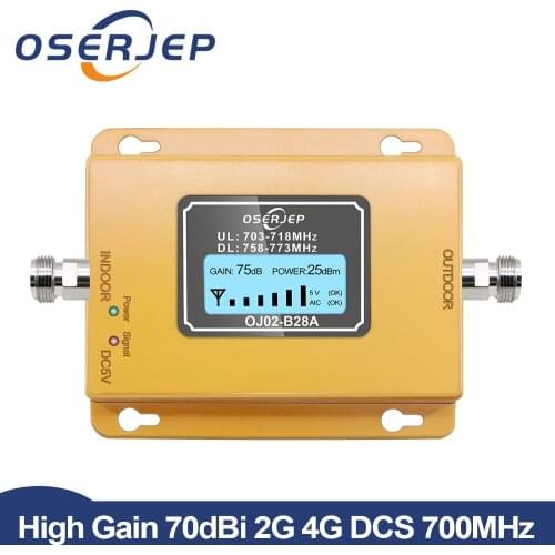 70dB LCD LTE 700MHz B28A 4G Signal Mobile Phone Repeater not include antenna