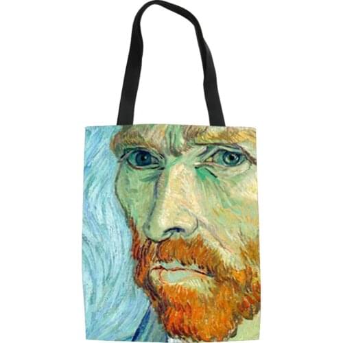 New Famous Painting Shopping Bags Travel Custom Reusable Handbag Women Shoulder Cloth Pouch Foldable Girl Olils Large Linen Bag