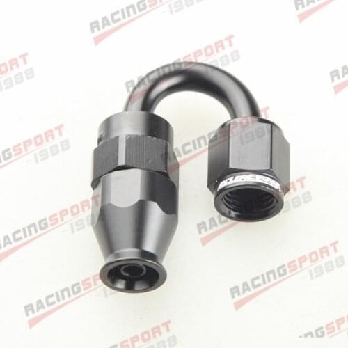 New 180 Degree 6AN Reusable PTFE Swivel Hose End Fitting Adapter Aluminum Black