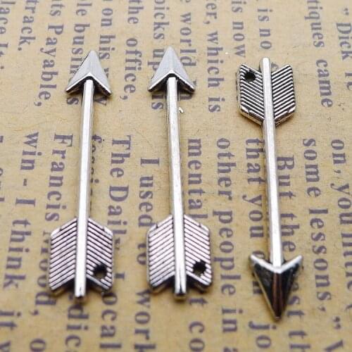 20pcs/Lot 6x26mm Arrow Alloy Charms Antique Silver Color Pendants for DIY Jewelry Making Charm