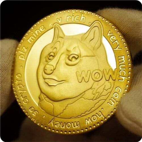 Gold Plated Dogecoin Commemorative Coins Cute Dog Pattern Dog Year Collection Coins Virtual currency