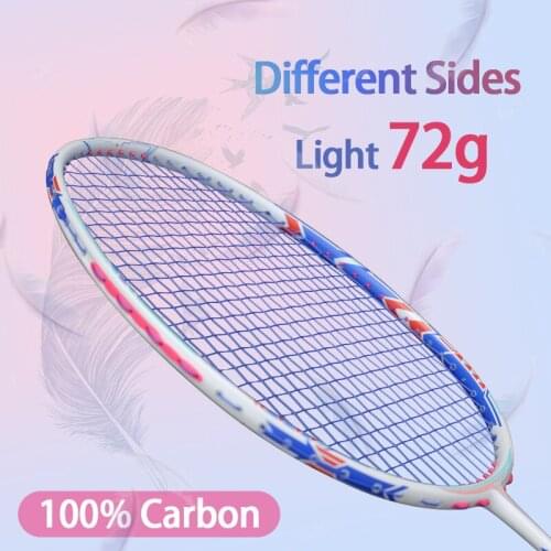 Super Light 6U 72g Different Sides Carbon Fiber Badminton Rackets Strings Bags Professional Training Racquet Speed Sports Adult